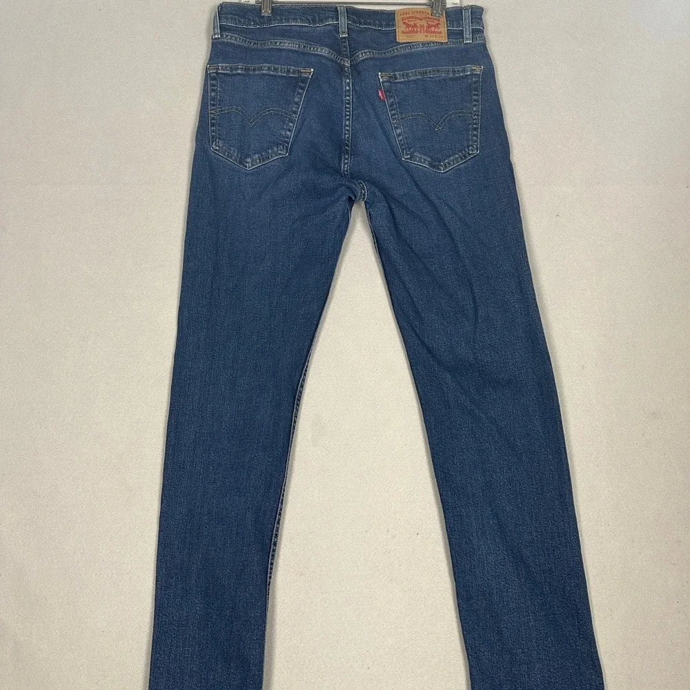 Levis 505 Jeans Mens 34X34 Blue Regular Fit Straight Leg Distressed 5-Pocket EUC
